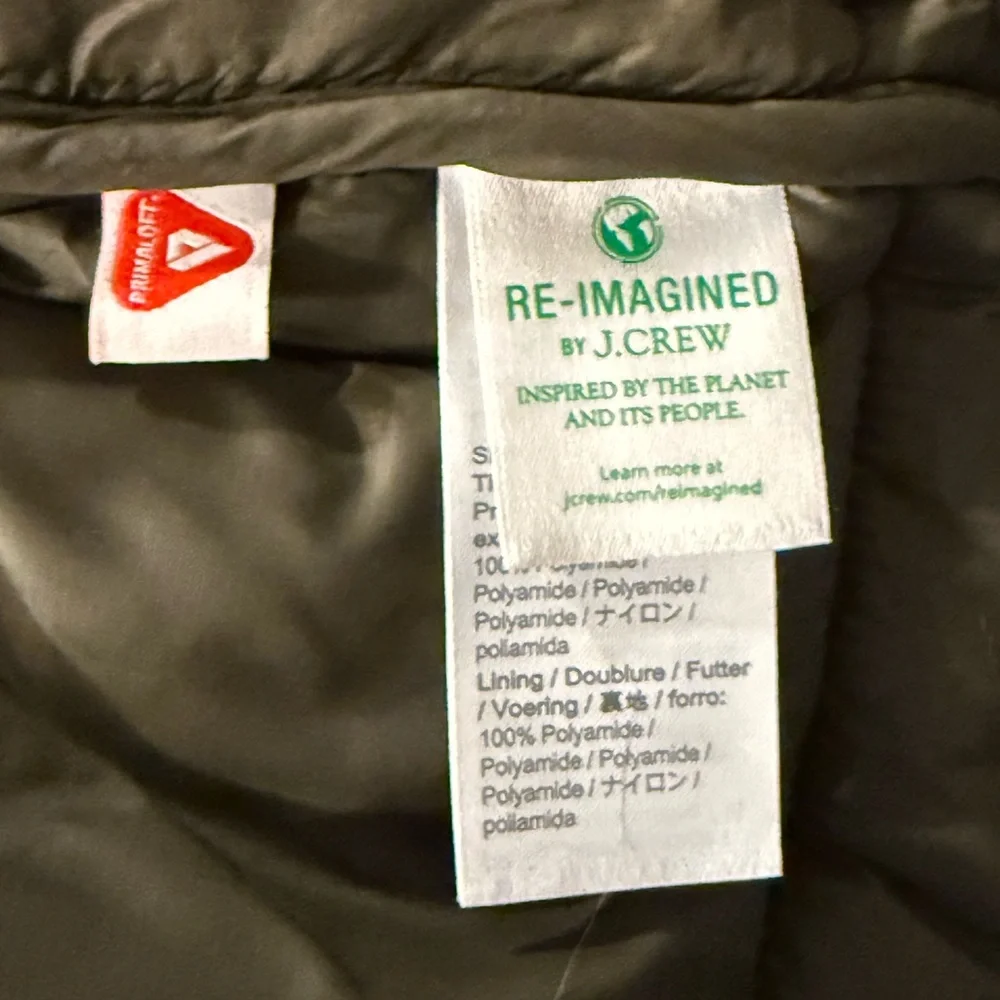 J.Crew Men's Eco Nordic Puffer Jacket w/ PrimaLoft Insulation Navy Sz L NWT